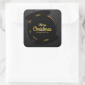 ホリデイタイポグラフィトレンディーレッドグリッタークリスマスsq スクエアシール (バッグ)