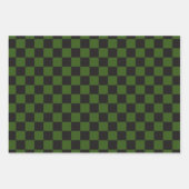 ホリデイダークグリーンブルゴーニュ市松模様に金ゴールド ラッピングペーパーシート (正面)