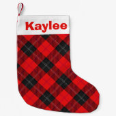 ホリデイチャームクランラムセイレッド&ブラックタータンチェック スモールクリスマスストッキング (正面)