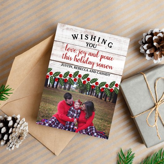 ホリデイチャームクリスマスファミリーホリデーカード セーブザデート