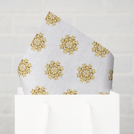 ホリデイティッシュペーパー-金ゴールドスノーフレークティッシュペーパー 薄葉紙 (ギフトバッグ)