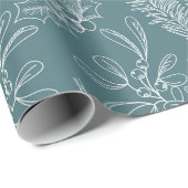 ホリデイティール（緑がかった色）フローラルパターンホリーミストレトーモミ ラッピングペーパー (ロールコーナー)