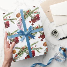 ホリデイハイブッシュクランベリー&グリーンスプルチェラップ ラッピングペーパー