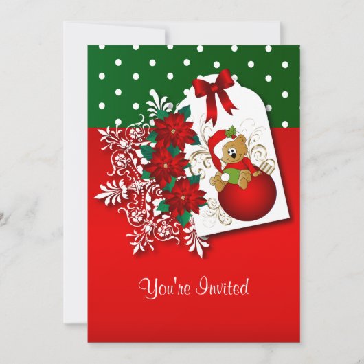 ホリデイフェスティバルクリスマスベア 招待状 (正面)