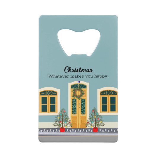 ホリデイフェスティバルポルトガルクリスマスハウス クレジットカード栓抜き (正面)