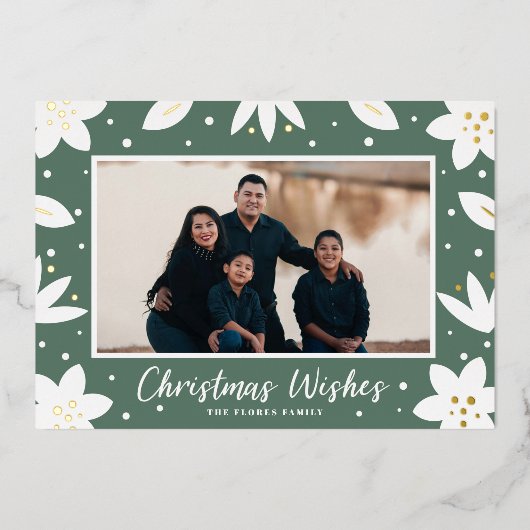 ホリデイフローラクリスマスフォイルホリデーカード 箔シーズンカード (正面)