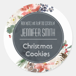 ホリデイフローラクリスマスベーカリー焼いたクッキー ラウンドシール