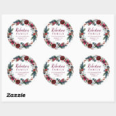 ホリデイフローラクリスマスリース差出人住所 ラウンドシール (シート)