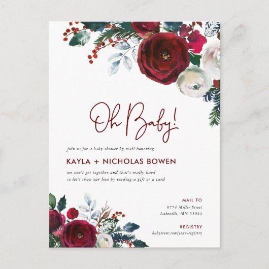ホリデイフローラベビーシャワーバイメール招待状 シーズンポストカード (正面)