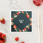 ホリデイフローラ&ベリーデラルビアフレーム スタンダードカクテルナプキン (インサイチュ)