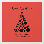 ホリデイブラックオンレッドクリスマスツリービジネス ウィンドウサイン (シート)