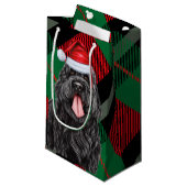 ホリデイブラックテリアロシアのープレイドクリスマス スモールペーパーバッグ (正面アングル)