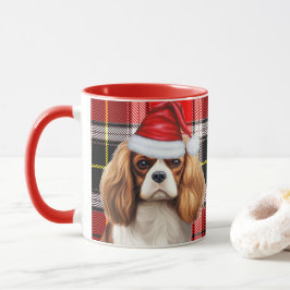 ホリデイプレイドキングチャールズスパニエル犬クリスマスドッグ マグカップ