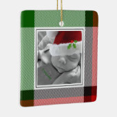 ホリデイプレイドキープサケベビーフォト初めてのクリスマス セラミックオーナメント (右)