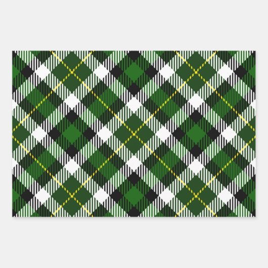 ホリデイプレイドギフトラップレッドグリーンブラックイエロー ラッピングペーパーシート (正面2)