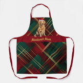 ホリデイプレイドゴールデンレトリエバーサンタドッグクリスマス エプロン (正面)