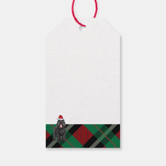 ホリデイプレイドブラックテリアロシアのドッグクリスマス ギフトタグ (裏面)