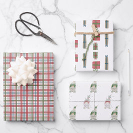 ホリデイプレイド&格言ラッピング紙 | 3シートセット ラッピングペーパーシート