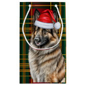 ホリデイベルギーテルヴューヌドッグおもしろい格子状クリスマス スモールペーパーバッグ (裏面)