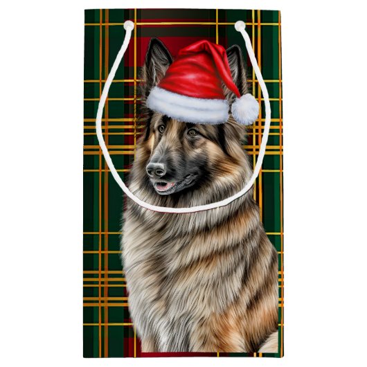 ホリデイベルギーテルヴューヌドッグおもしろい格子状クリスマス スモールペーパーバッグ (裏面)