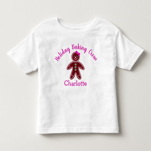 ホリデイベーキングクルーGingerbreadガールクリスマス トドラーTシャツ (正面)