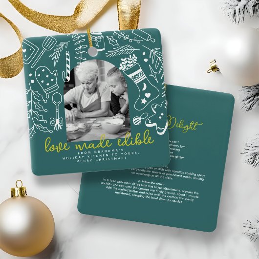 ホリデイベーキンググリーンフォトクリスマスレシピ セラミックオーナメント