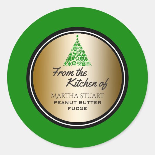 ホリデイベーキンググリーン金ゴールドザキッチン ラウンドシール (正面)