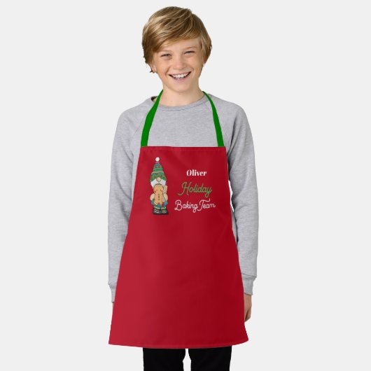 ホリデイベーキングチームカワイイ格言レッドクリスマスアプロ エプロン (着用した状態)