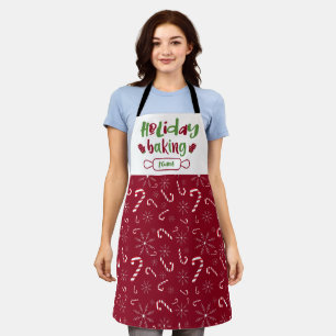 ホリデイベーキングチームキュートクリスマスレッドグリーン エプロン