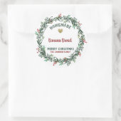 ホリデイベーキングメリークリスマスレッドベリーリース ラウンドシール (バッグ)