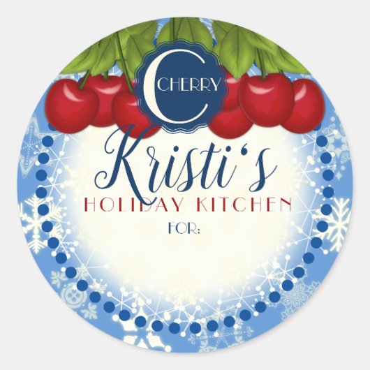 ホリデイベーキング自家製さくらんぼさくらんぼクリスマス ラウンドシール (正面)