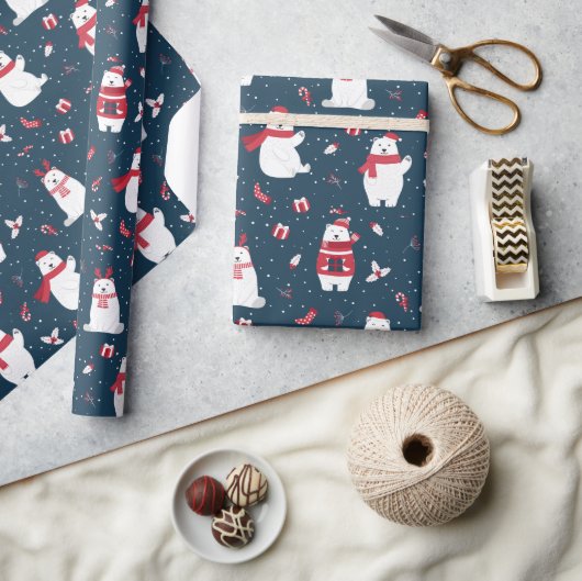 ホリデイポーラベアーズ ラッピングペーパー (クラフト)