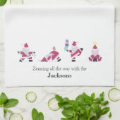 ホリデイヨギヨガサンタファミリー キッチンタオル (折り畳み)