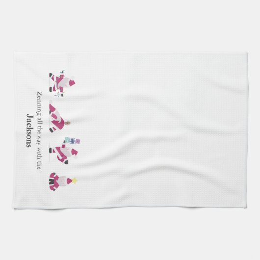 ホリデイヨギヨガサンタファミリー キッチンタオル (横)