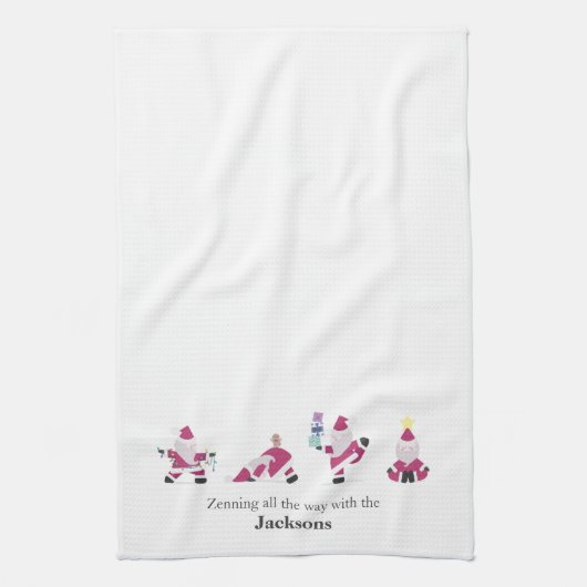 ホリデイヨギヨガサンタファミリー キッチンタオル (縦)