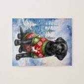 ホリデイラブラドールレトリエバードッグクリスマスパピー ジグソーパズル (横)