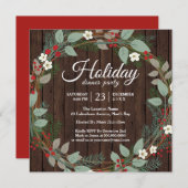 ホリデイリースクリスマスディナーパーティの招待状 招待状 (正面/裏面)
