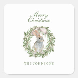 ホリデイリースバウカディブルバニーラビットクリスマス スクエアシール