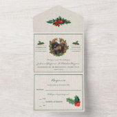 ホリデイリースポインセティアクリスマ結婚スス オールインワン招待状 (内側)