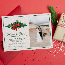 ホリデイリースポインセティアクリスマ結婚スス サンキューカード