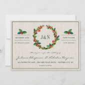 ホリデイリースポインセティアクリスマ結婚スス 招待状 (正面)