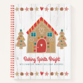 ホリデイレシピクックブックジンガーブレッド素朴ウッド ノートブック (正面)