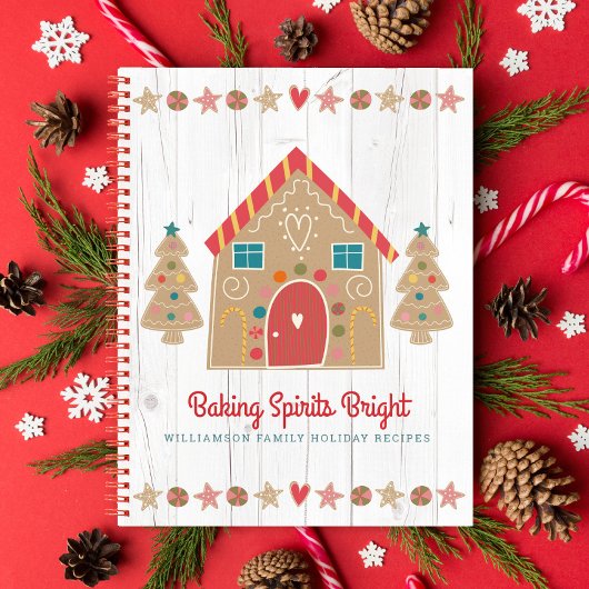 ホリデイレシピクックブックジンガーブレッド素朴ウッド ノートブック