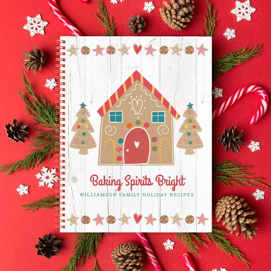 ホリデイレシピクックブックジンガーブレッド素朴ウッド ノートブック