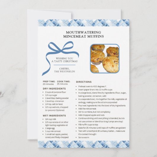ホリデイレシピミンセミートマフィンクリスマスカード シーズンカード (正面)
