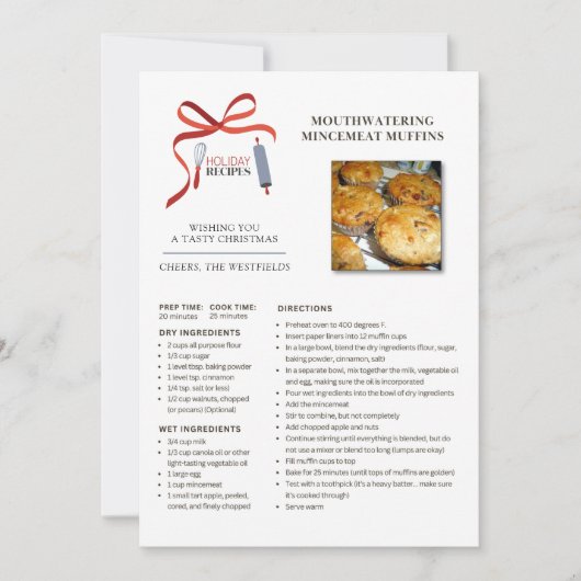 ホリデイレシピミンセミートマフィンクリスマスカード シーズンカード (正面)