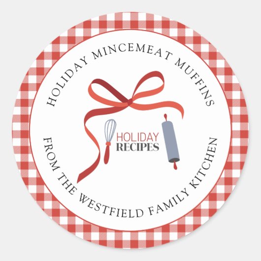 ホリデイレシピ自家製フードギフトラベル ラウンドシール (正面)