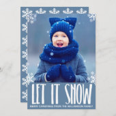 ホリデイレットイットスノーブルースノーフレーククリスマスフォト シーズンカード (正面/裏面)