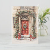 ホリデイレッドドアアートクリスマスフラットカード シーズンカード (スタンド正面)