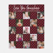 ホリデイレッドバッファロープレイドカスタム13フォトコラージュ フリースブランケット (正面)